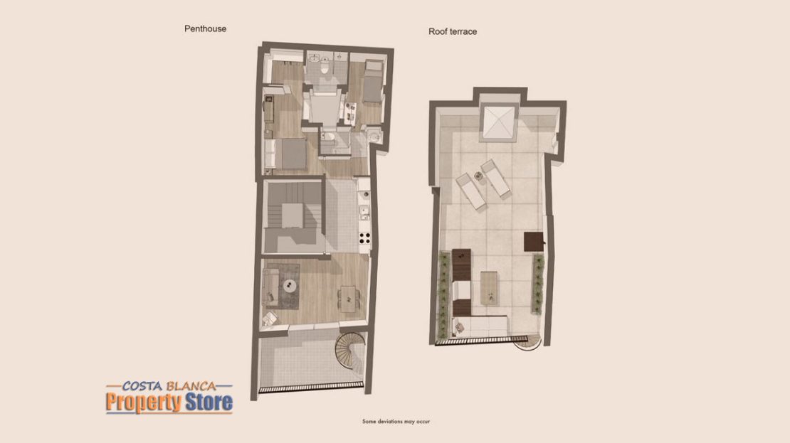 2 bed 2 bath penthouse apartment in cartagena city with roof terrace
